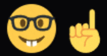 a smiley face with glasses and a hand with a rock sign .