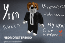 a drawing of a roblox character with the name nbdmonster5000 on the bottom