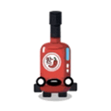 a cartoon illustration of a bottle of hot sauce with a smiley face .