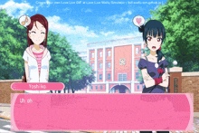 a screenshot of a video game that says create your own love live gif at love live waifu simulator on the bottom