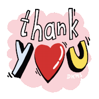 a cartoon drawing of a heart and the words thank you
