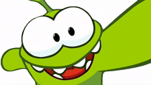 smiling om nom cut the rope beaming smile broadly