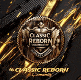 a logo for classic reborn community with a crown on it