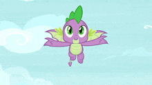 spike from my little pony is flying through the air with his wings outstretched