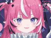 a girl with pink hair says i 'm hungry