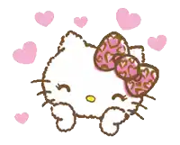 a hello kitty with a pink bow on her head