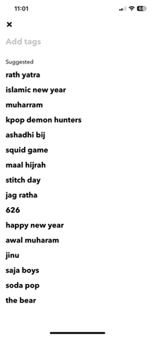 a screenshot of a app on a cell phone showing a list of tags .
