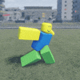 a roblox character with a mouse on his head is standing in the grass
