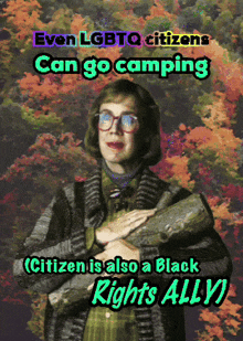 a poster that says even lgbtq citizens can go camping citizen is also a black right ally