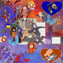 a collage of south park characters with the words picmix at the top