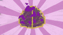 a drawing of a clock with a purple and yellow background