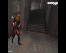 a screenshot of a video game shows a priest holding a box with a cross around his neck