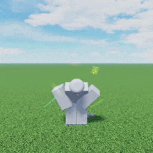 a cartoon character is standing in a grassy field and says ' hhh ' on it