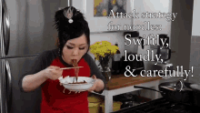 Attack Strategy For Noodles Swiftly Loudly And Carefully Emily Kim GIF - Attack Strategy For Noodles Swiftly Loudly And Carefully Emily Kim Maangchi GIFs