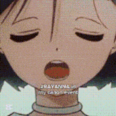 a cartoon of a girl with her eyes closed and her mouth open