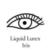 a logo for liquid lurex iris with a black eye