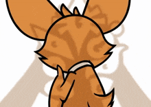 a cartoon drawing of a fox with a shadow of a tree in the background