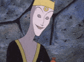 a cartoon character wearing a crown and a black robe