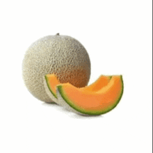 a cantaloupe with a slice cut out of it