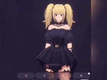 a girl in a black dress is asking if she can dance for her