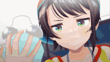 a close up of a girl holding a clock in her hand