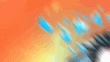 a blurry image of a person 's face with a few blue lines coming out of it