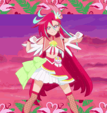 tropical rouge precure cure flamingo dancing finger pointing anime