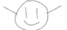 a black and white drawing of a stick figure with a smile on his face .