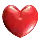 a red heart is on a white background .