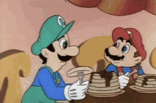 Mario Luigi GIF - Mario Luigi Pancakes GIFs