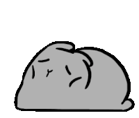 a black and white drawing of a rabbit with big eyes on a white background .