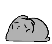 a black and white drawing of a rabbit with big eyes on a white background .