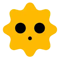 a yellow object with black eyes and a black nose