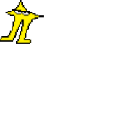 a pixel art drawing of a yellow star with sunglasses on .