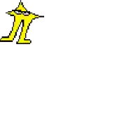 a pixel art drawing of a yellow star with sunglasses on .