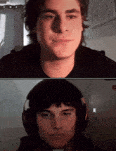 a picture of a man with headphones next to a picture of another man