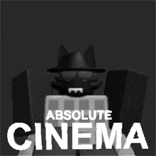 a poster for absolute cinema shows a cat wearing a hat