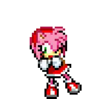 pixel art of amy rose from sonic the hedgehog with a heart behind her .