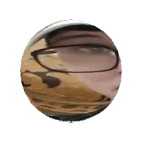 a sphere with a person 's face and glasses on it