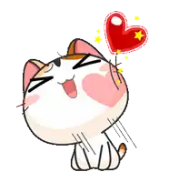 a cartoon drawing of a heart with a cat behind it