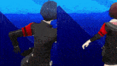 a man and a woman are standing next to each other in a video game