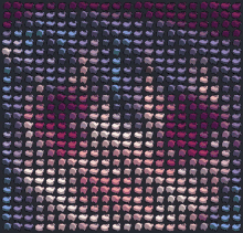 a grid of pigs in different shades of pink and purple