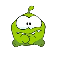 a green cartoon character with a sad face