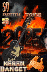 a poster for freestyle voice keren banget with a guitar