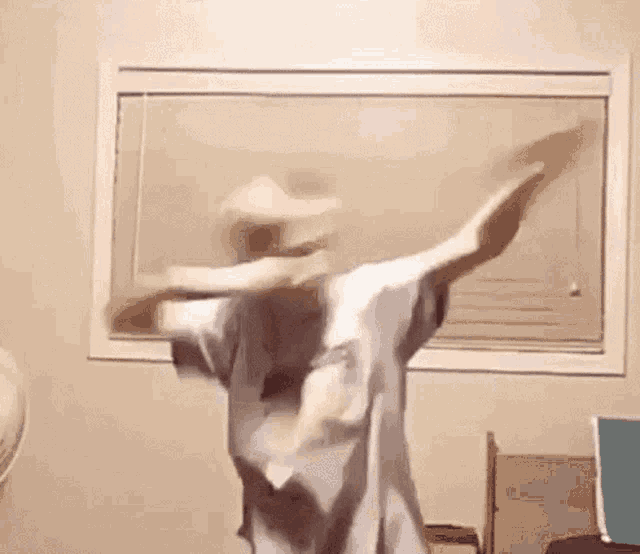 Girl dabbing while dancing to friday night funkin' music