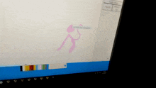 a computer screen shows a drawing of a pink flamingo on the screen