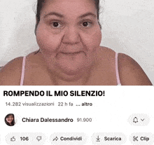 a picture of a woman with the words rompendo il mio silenzio on the top