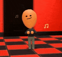 a cartoon character with a smiley face on his face is dancing