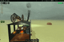 a screenshot of a video game shows a cannon with smoke coming out of it and a price tag of $30