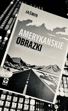 a black and white photo of a book titled amerykańskie obrazki by jasmin